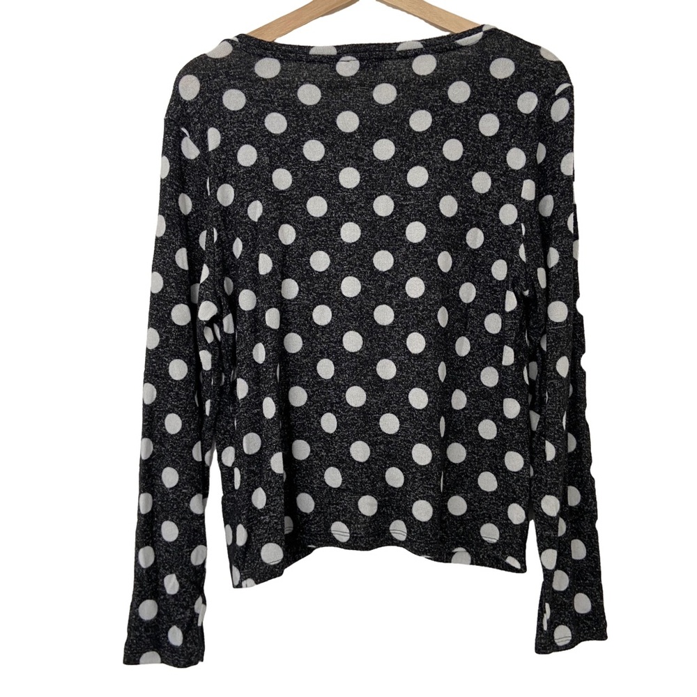 RICKIS BLACK/WHITE LONG SLEEVED POLKA DOT SWEATER WITH TWIST WAIST DETAIL, LARGE - Picture 2 of 6
